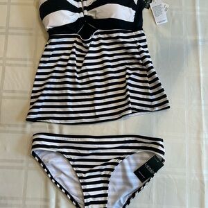Ralph Lauren Black and White Striped Swimsuit
